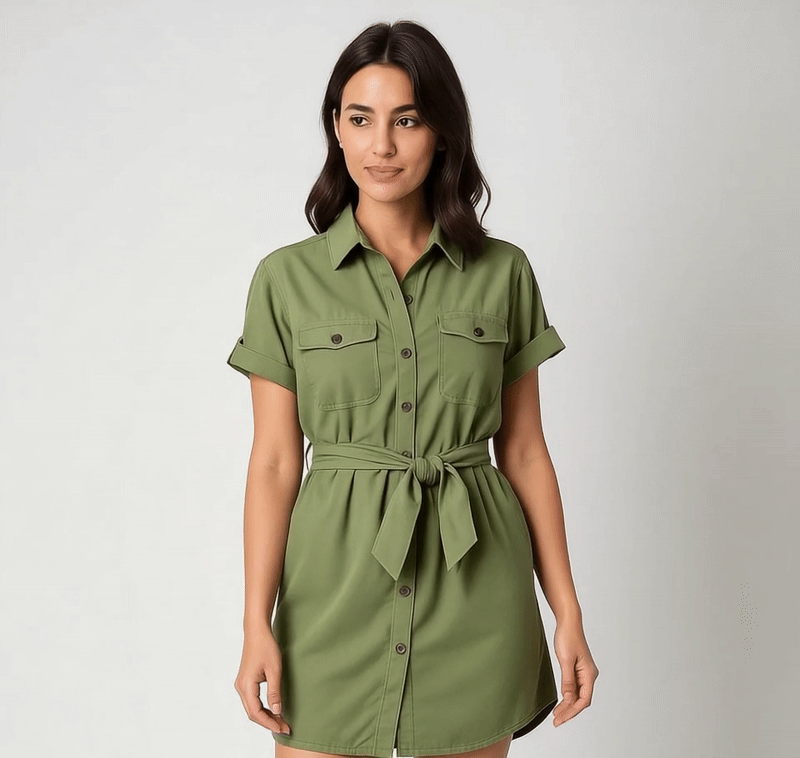 Olive Breeze Overhemdjurk - Door Bazano