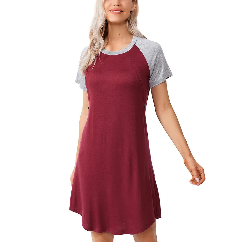 3-in-1 Zwangerschaps- & Voedingsnachthemd – Comfortabel Labor & Nursing Gown met Zipper