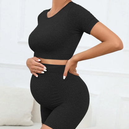 Zwangerschapsset – Naadloze 2-delige Sportieve Crop Top & Legging