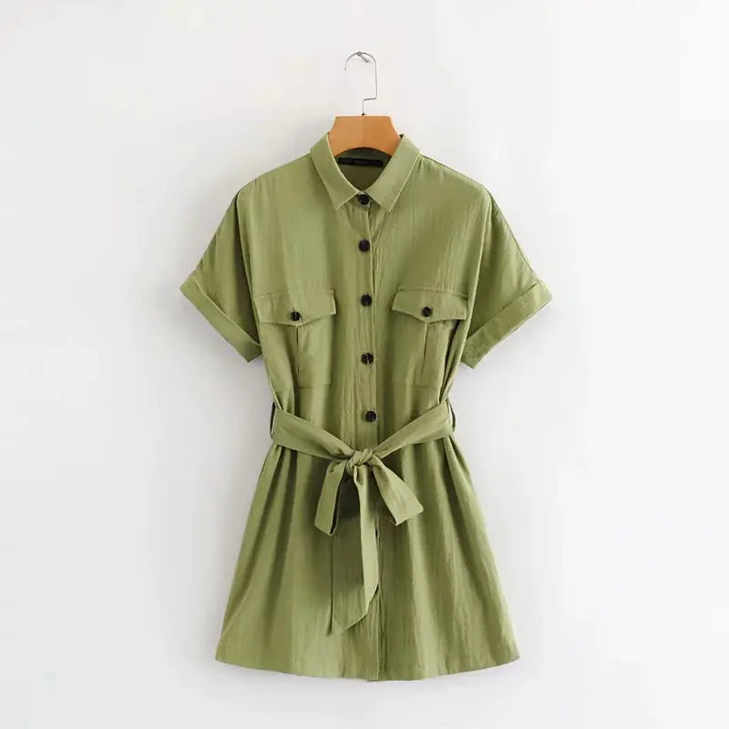 Olive Breeze Overhemdjurk - Door Bazano