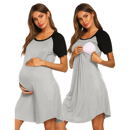 3-in-1 Zwangerschaps- & Voedingsnachthemd – Comfortabel Labor & Nursing Gown met Zipper